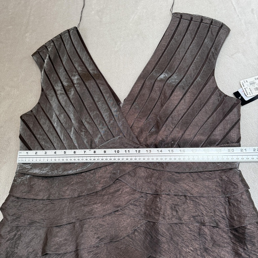 Adrianna Papell Dress Womens 20W Brown Tiered Ruffle Sheath Cocktail Party NEW - Picture 11 of 13